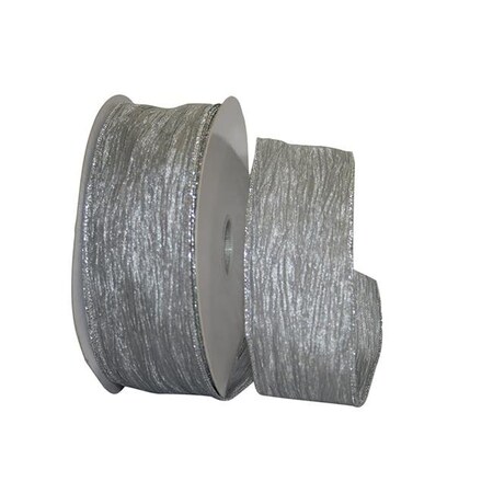Reliant Ribbon Reliant Ribbon 97597W-070-40K Crushed Mesh Value Wired Edge Ribbon - Silver - 2.5 in. x 50 yards 97597W-070-40K